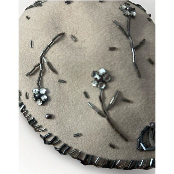 Vintage 1950s Nat Frank by Lee Leon New York Beaded Pillbox Hat Wool Rhinestone main image 7